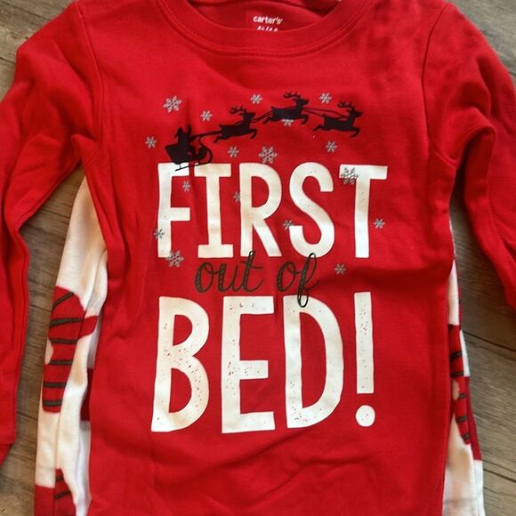NWT Carters 4T Christmas xmas Pajamas Red White Santa - Picture 2 of 5